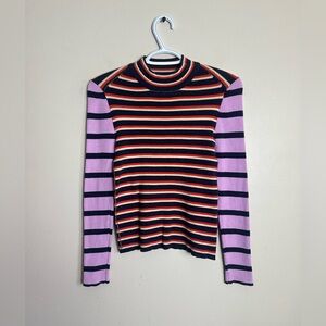 BDG Size S Navy and Orange Striped Sweater